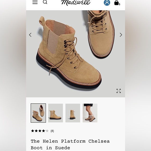 The Helen Platform Chelsea Boot in Suede size 8 - Picture 4 of 7